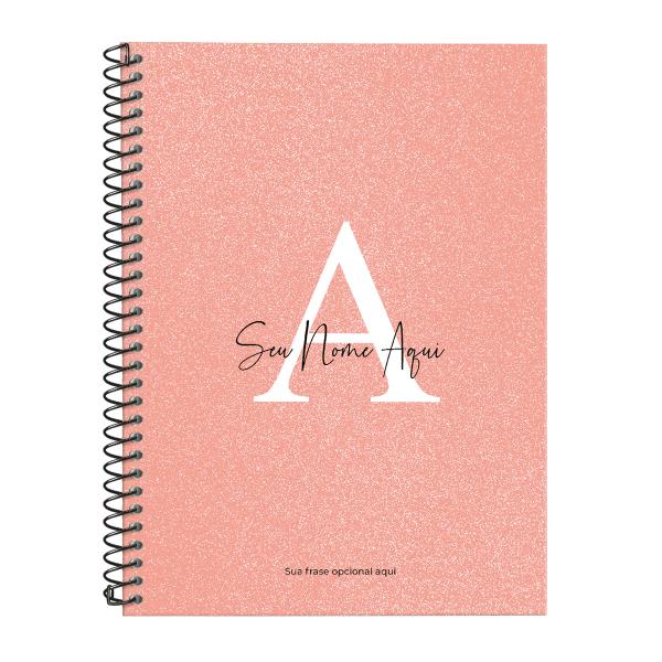 Caderno Universitário Personalizado 1 Matéria Moderna Letra Glitter Cores Pessêgo