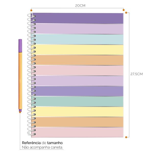 Caderno Universitário 1 Matéria Colors Sweet Listras Roxo E Lilás