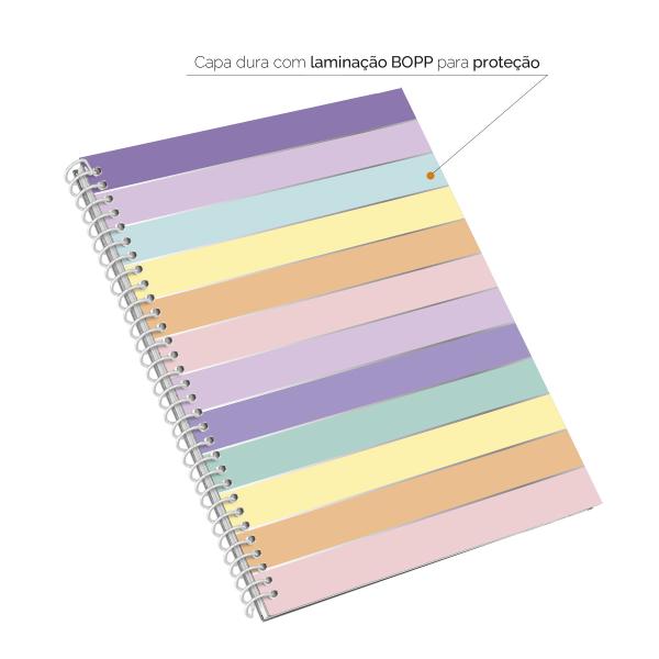 Caderno Universitário 1 Matéria Colors Sweet Listras Roxo E Lilás