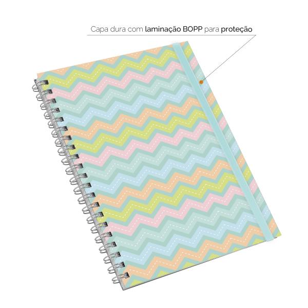 Caderno Universitário Plus 1 Matéria Colors Sweet Chevron Verde