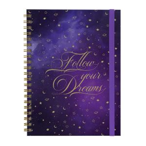 Caderno Universitário Plus 1 Matéria Cosmos Follow Your Dreams Roxo