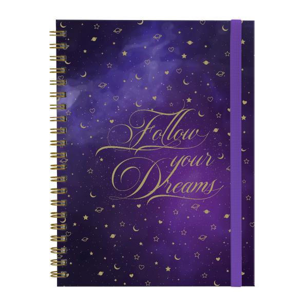 Caderno Universitário Plus 1 Matéria Cosmos Follow Your Dreams Roxo