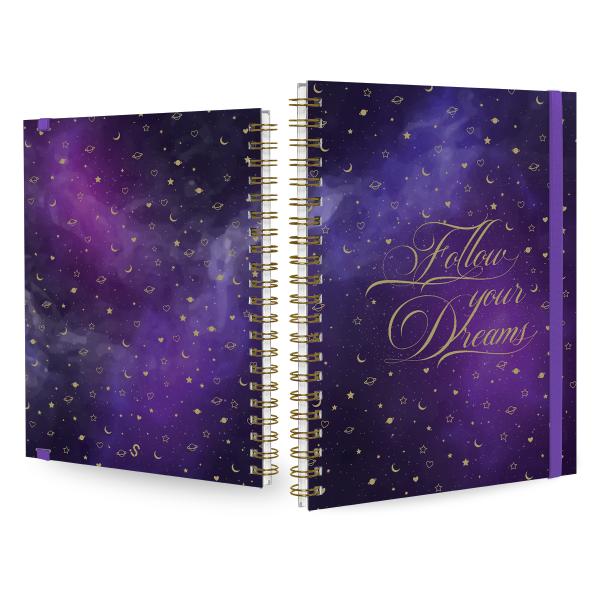 Caderno Universitário Plus 1 Matéria Cosmos Follow Your Dreams Roxo