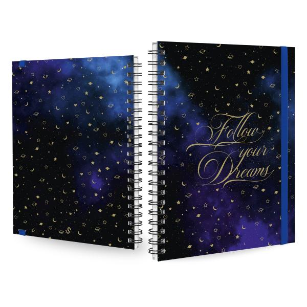 Caderno Universitário Plus 1 Matéria Cosmos Follow Your Dreams Azul