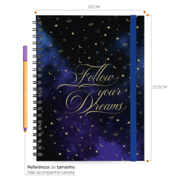 Caderno Universitário Plus 1 Matéria Cosmos Follow Your Dreams Azul