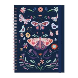 Caderno Universitário Plus 1 Matéria Butterfly Marinho Rosa