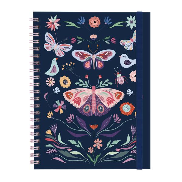 Caderno Universitário Plus 1 Matéria Butterfly Marinho Rosa