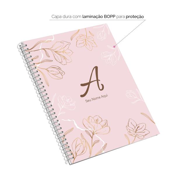 Caderno Universitário Personalizado 1 Matéria Sunny Flower Rosa Claro