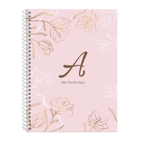 Caderno Universitário Personalizado 1 Matéria Sunny Flower Rosa Claro