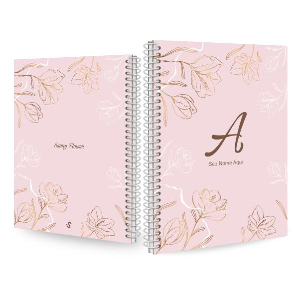 Caderno Universitário Personalizado 1 Matéria Sunny Flower Rosa Claro
