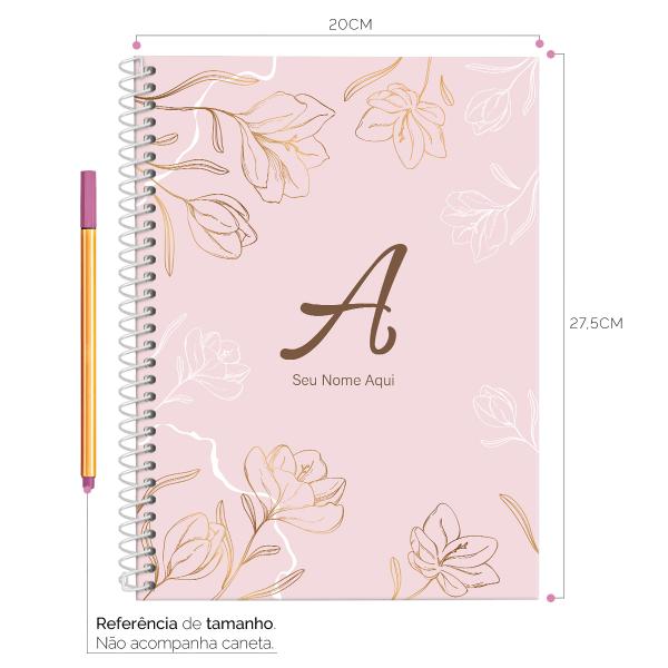 Caderno Universitário Personalizado 1 Matéria Sunny Flower Rosa Claro