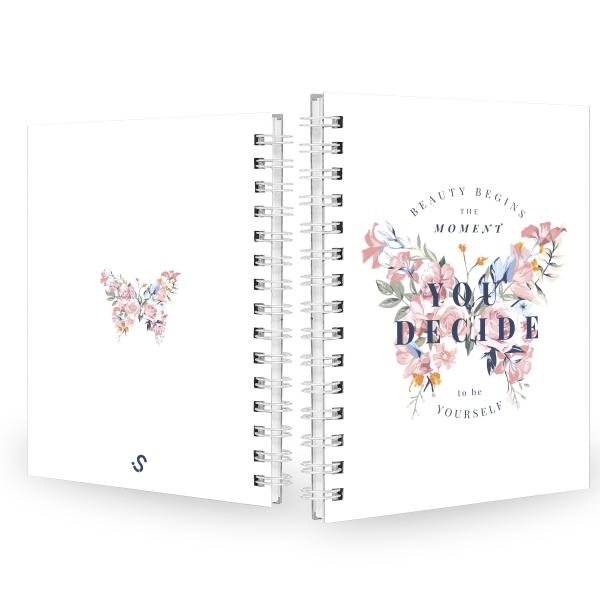 Caderno Butterfly Branco Rosa 14x20 100Fls