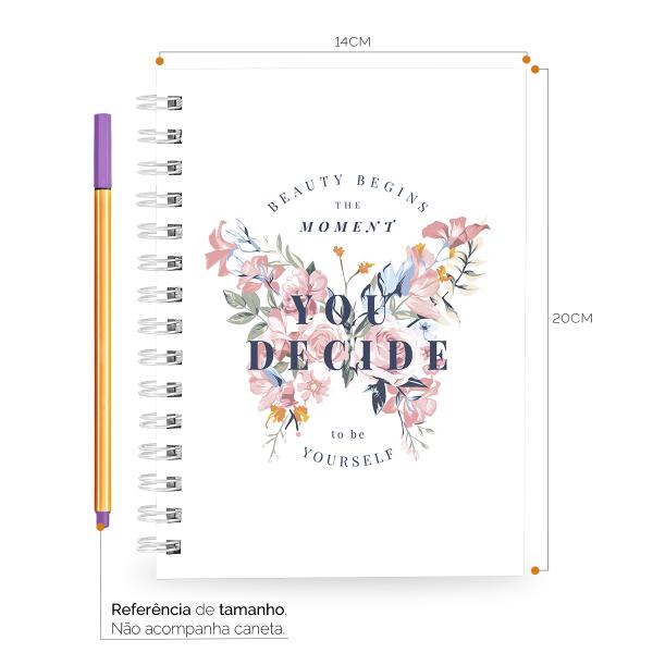 Caderno Butterfly Branco Rosa 14x20 100Fls