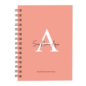 Caderno Feminino Personalizado Moderna Letra Pêssego