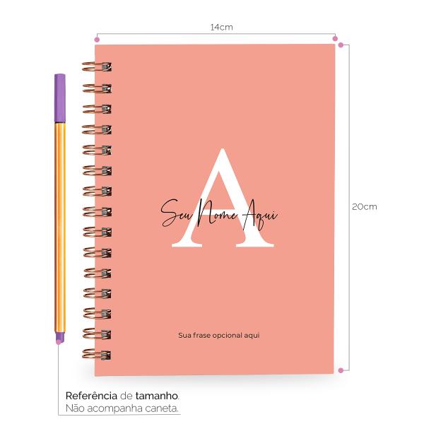 Caderno Feminino Personalizado Moderna Letra Pêssego 14x20