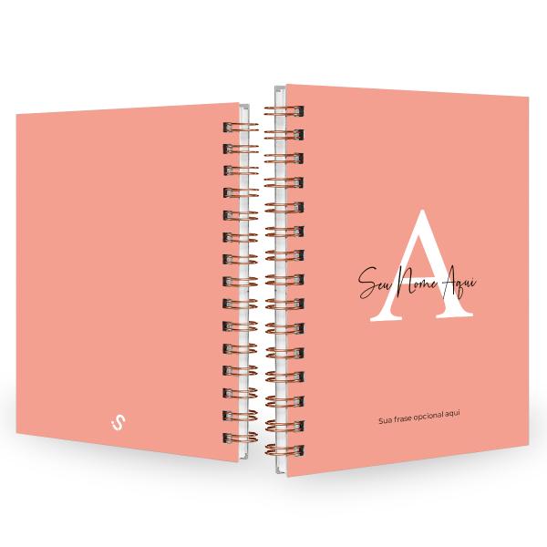 Caderno Feminino Personalizado Moderna Letra Pêssego 14x20