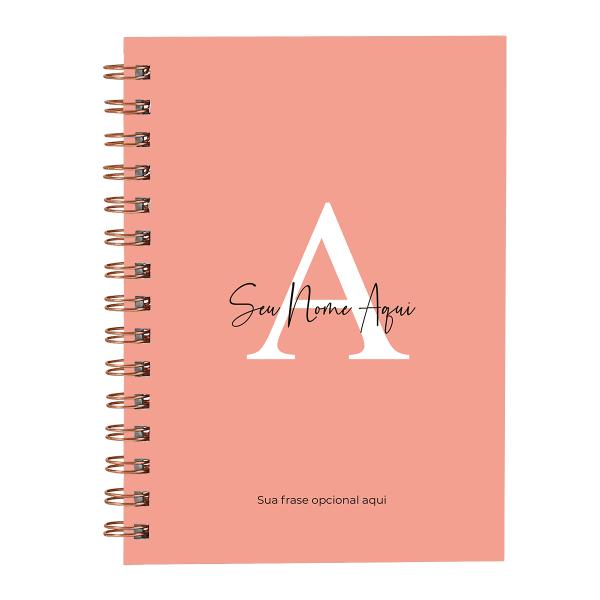 Caderno Feminino Personalizado Moderna Letra Pêssego 14x20