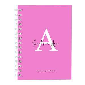 Caderno Feminino Personalizado Moderna Letra Rosa Primavera