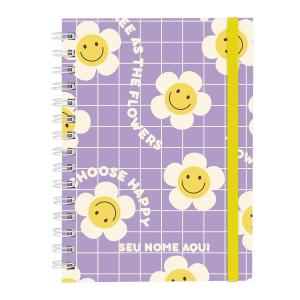 Caderno Feminino Personalizado Plus Retrô Good Vibes Lilás