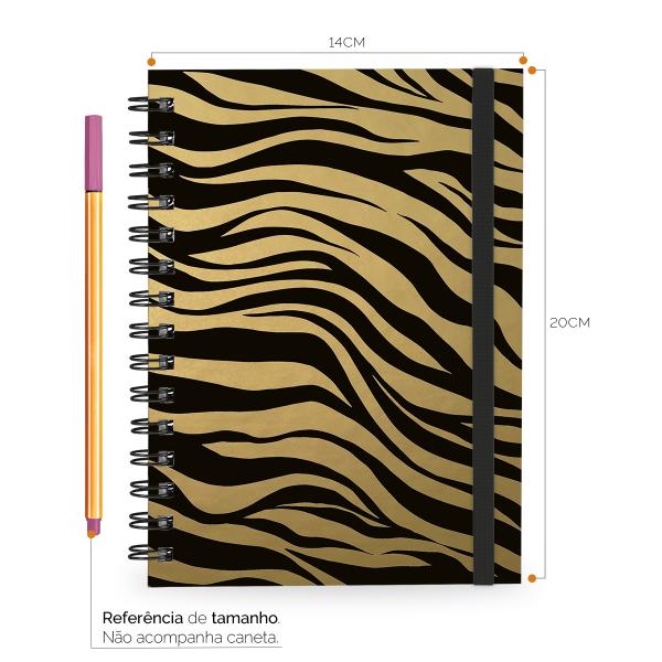 Caderno Plus Animal Print Zebra Dourada 14x20 100 Fls