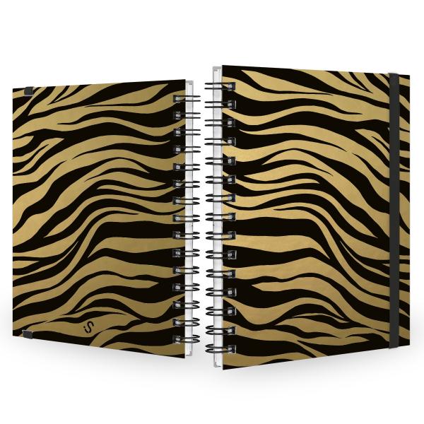 Caderno Plus Animal Print Zebra Dourada 14x20 100 Fls