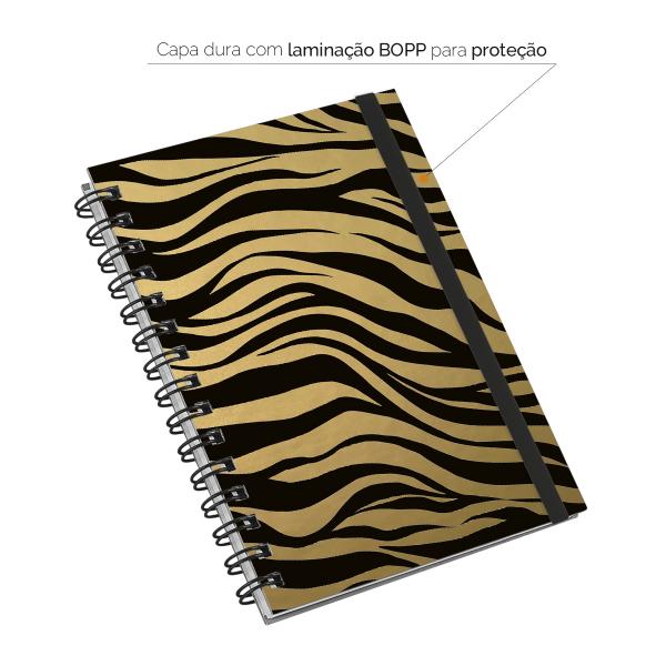 Caderno Plus Animal Print Zebra Dourada 14x20 100 Fls