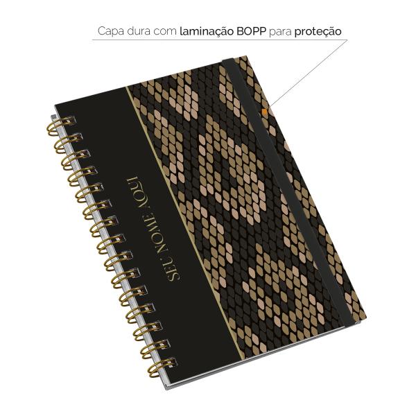 Caderno Personalizado Plus Animal Print Cobra Preto 14x20