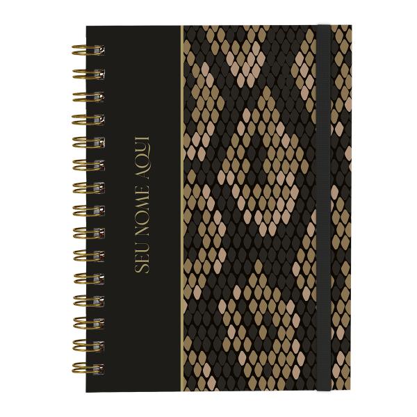 Caderno Personalizado Plus Animal Print Cobra Preto 14x20