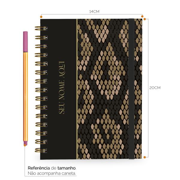 Caderno Personalizado Plus Animal Print Cobra Preto 14x20