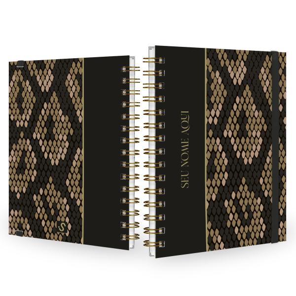 Caderno Personalizado Plus Animal Print Cobra Preto 14x20