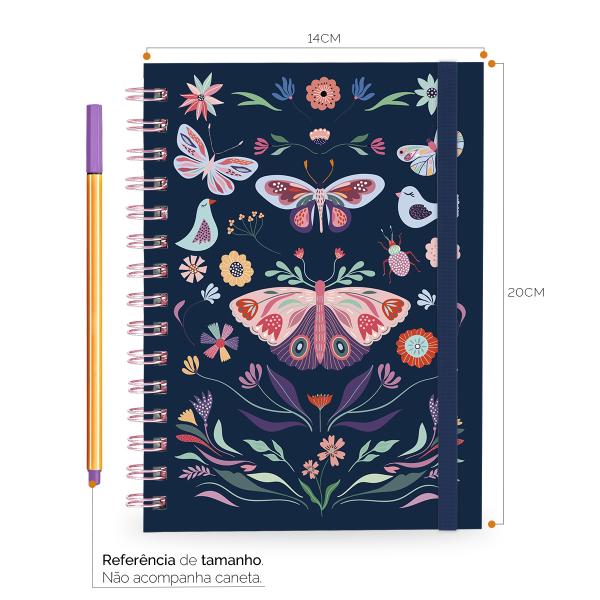 Caderno Plus Butterfly Marinho Rosa 14x20 100 Fls