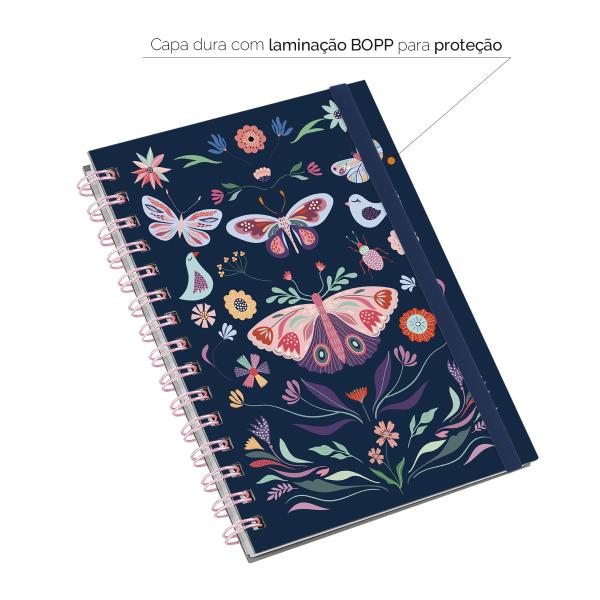 Caderno Plus Butterfly Marinho Rosa 14x20 100 Fls