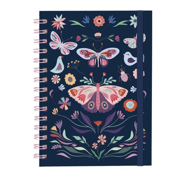 Caderno Plus Butterfly Marinho Rosa 14x20 100 Fls