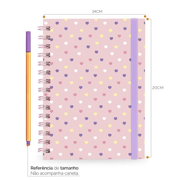 Caderno Feminino Plus Colors Sweet Corações Rosa 14x20