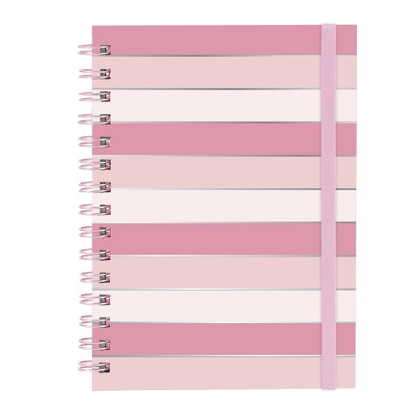 Caderno Feminino Plus Colors Sweet Listras Rosa 14x20