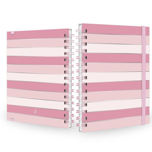 Caderno Feminino Plus Colors Sweet Listras Rosa 14x20