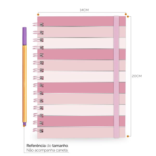 Caderno Feminino Plus Colors Sweet Listras Rosa 14x20