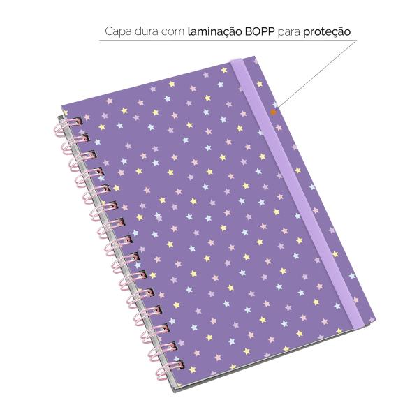 Caderno Feminino Plus Colors Sweet Estrelas Roxa 14x20