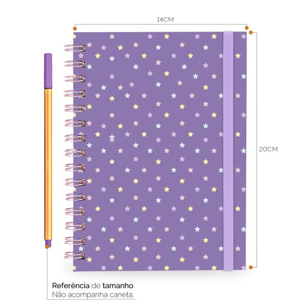 Caderno Feminino Plus Colors Sweet Estrelas Roxa 14x20