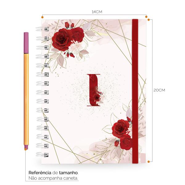 Caderno Plus Monograma Floral Vermelha Letra I 14x20 100 Fls