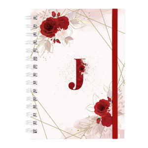 Caderno Plus Monograma Floral Vermelha Letra J