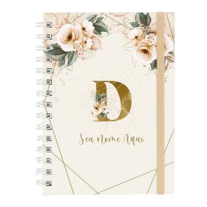 Caderno Personalizado Plus Mg. Floral Bege Letra D