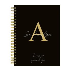 Caderno Universitário Pers. Moderno Preto/gold 12 Matérias