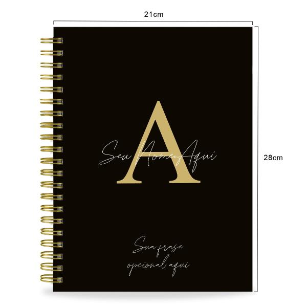 Caderno Universitário Pers. Moderno Preto/gold 12 Matérias