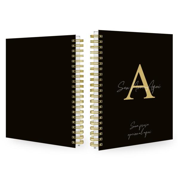 Caderno Universitário Pers. Moderno Preto/gold 12 Matérias