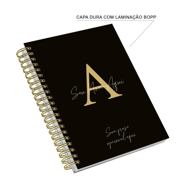 Caderno Universitário Pers. Moderno Preto/gold 12 Matérias