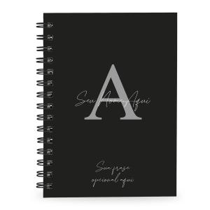 Caderno Personalizado Moderno Preto/Prata