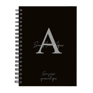 Caderno Personalizado Moderno Preto/Prata