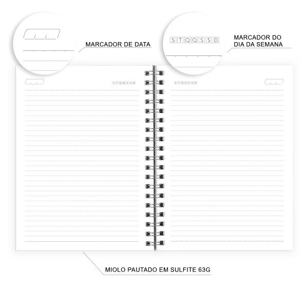 Caderno Personalizado Moderno Preto/Prata 100 Fls 18x25 Cm