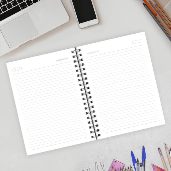 Caderno Personalizado Moderno Preto/Prata 100 Fls 18x25 Cm